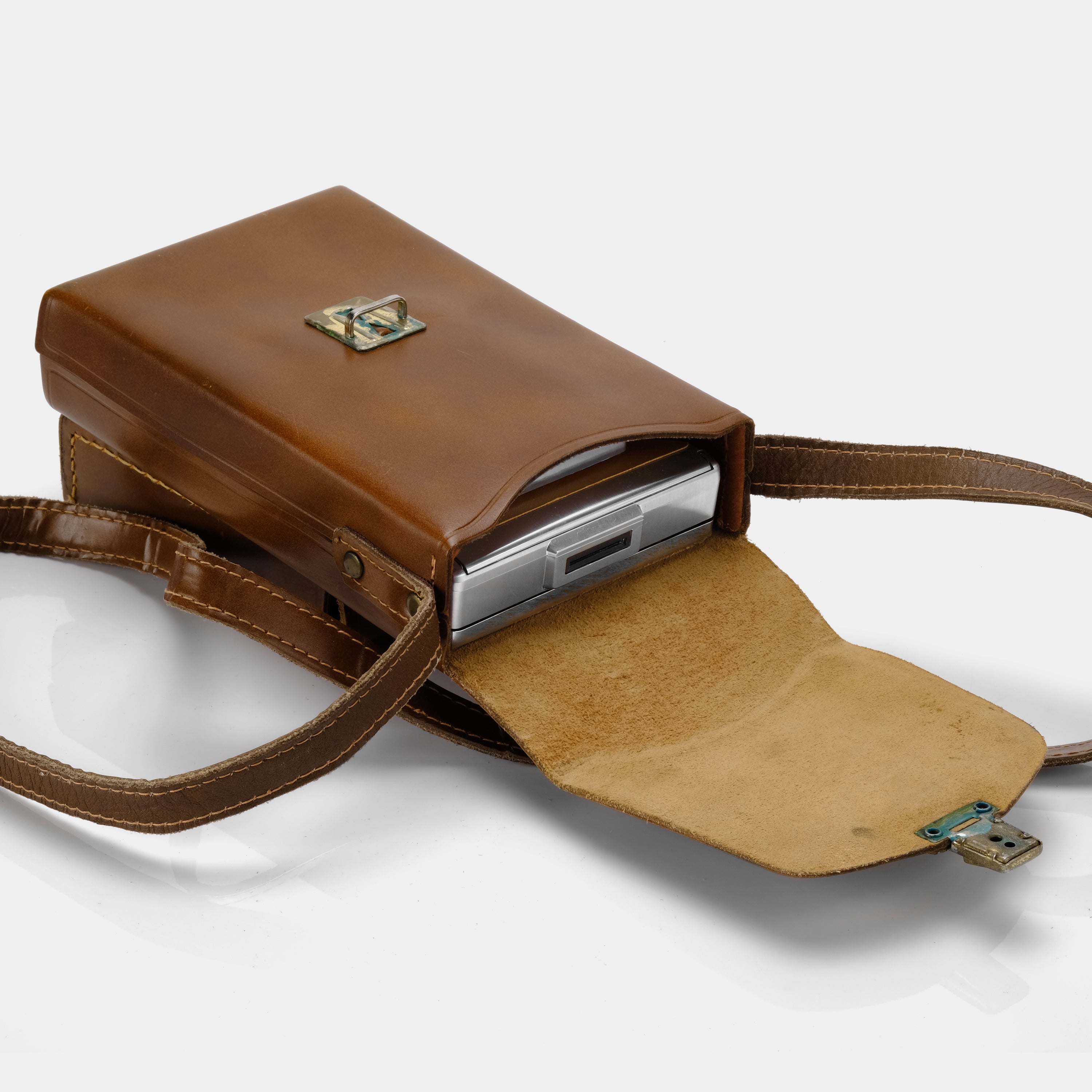 Vintage Brown Leather Case for Polaroid SX 70 Instant Camera with Back Pouch - Perfect for Travel, Photography Enthusiasts & Retro Style Protection