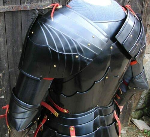 18GA Steel Medieval Upper Body Armor Suit - Breastplate with Hand & Pauldrons for LARP, Cosplay, Renaissance Fairs & Historical Reenactments