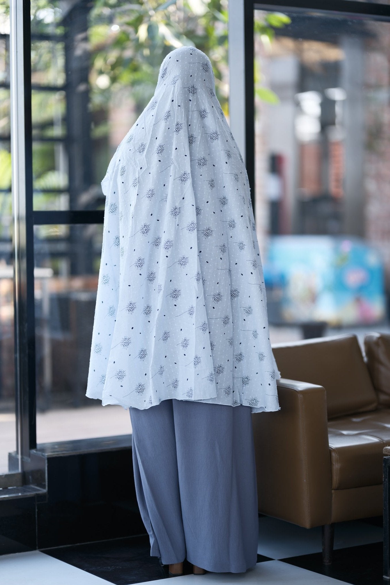 Elegant Cotton Slip Dress with Khimar Set for Umrah - Soft Gray Muslim Prayer Outfit for Women | Perfect for Hajj, Ramadan & Modest Fashion