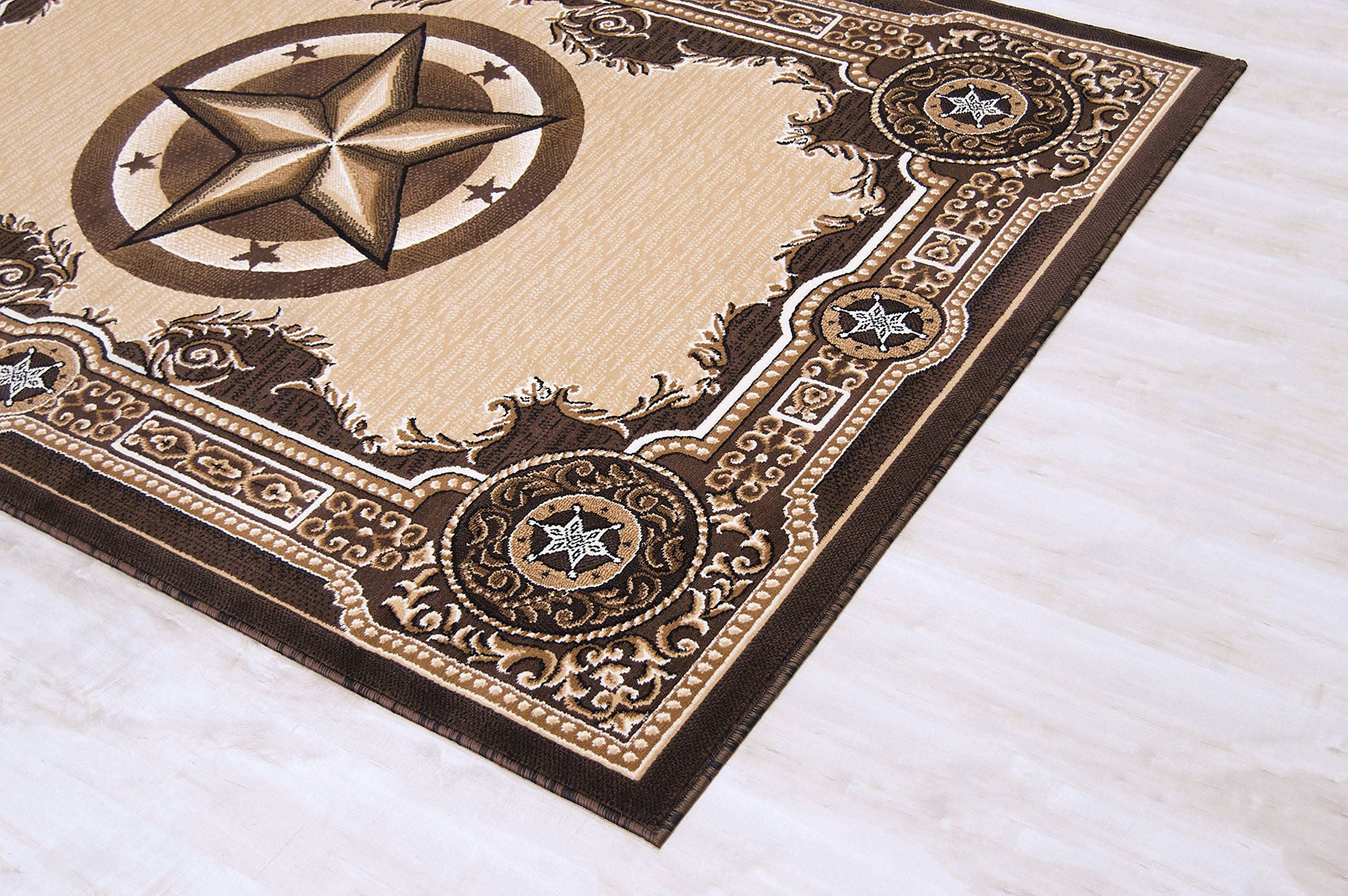 Handmade Texas Star Traditional Contemporary Area Rug - Soft Non-Slip Living Room Bedroom Decor Rug for Home & Office