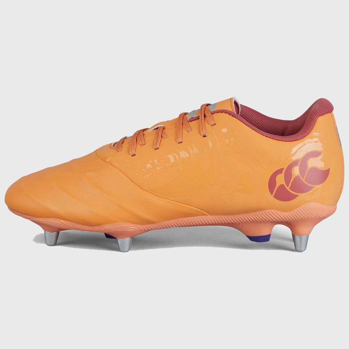 Canterbury Phoenix Genesis Team SG Rugby Boots - Orange Crush | High-Performance Rugby Cleats for Men | Perfect for Wet & Muddy Field Conditions