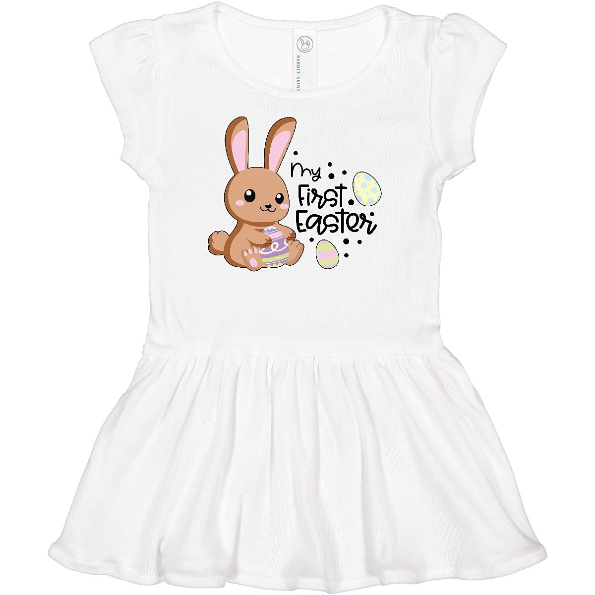 My 1st Easter with Brown Bunny & Easter Eggs Baby Dress - Adorable Easter Outfit for Infants - Perfect for Easter Photos, Church & Family Gatherings