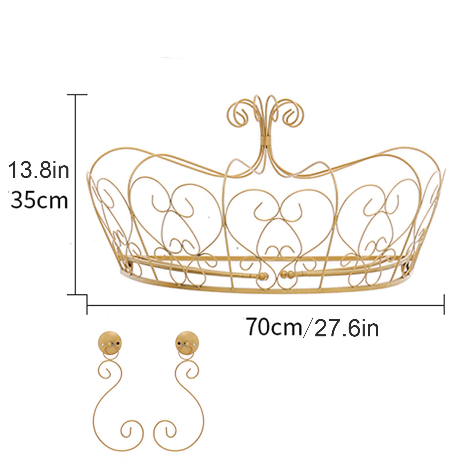 Golden Crown Lace Princess Bed Canopy with Lights - Romantic Double Layer Decorative Bed Curtain for Girls Bedroom (Purple, 1.8/2m/6/6.6ft) - Perfect for Birthday Gifts, Kids Room Decor & Fairy Tale Themed Bedrooms
