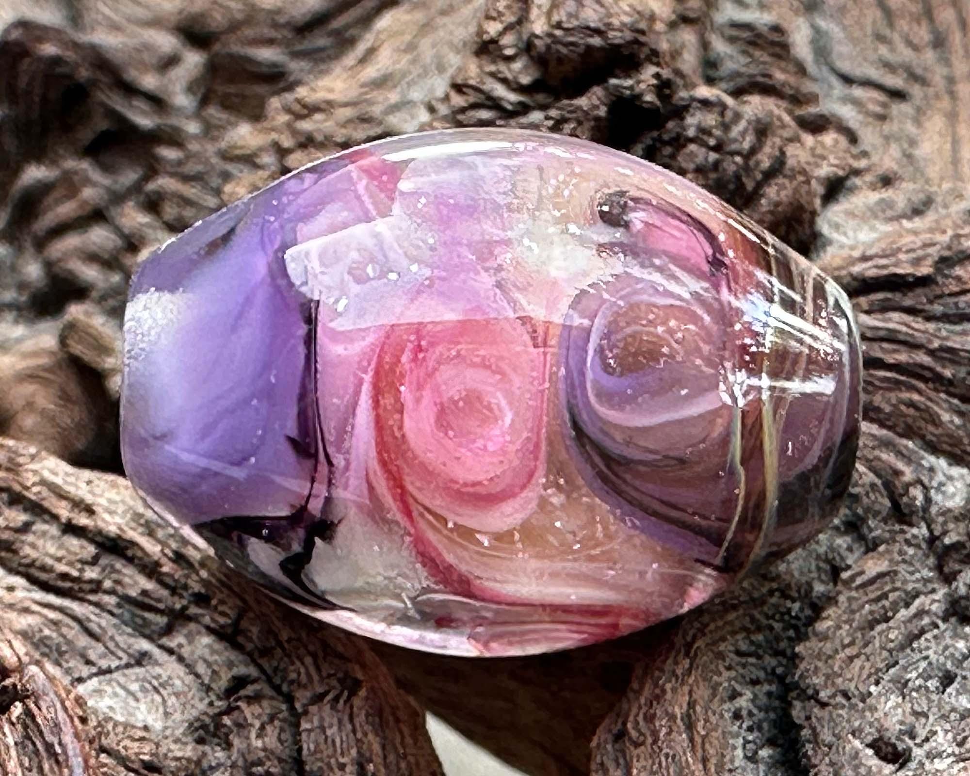 Pink Swirl Shimmer Lampwork Glass Focal Bead for Jewelry Making - Handmade SRA Beads for Necklaces, Bracelets, DIY Craft Projects