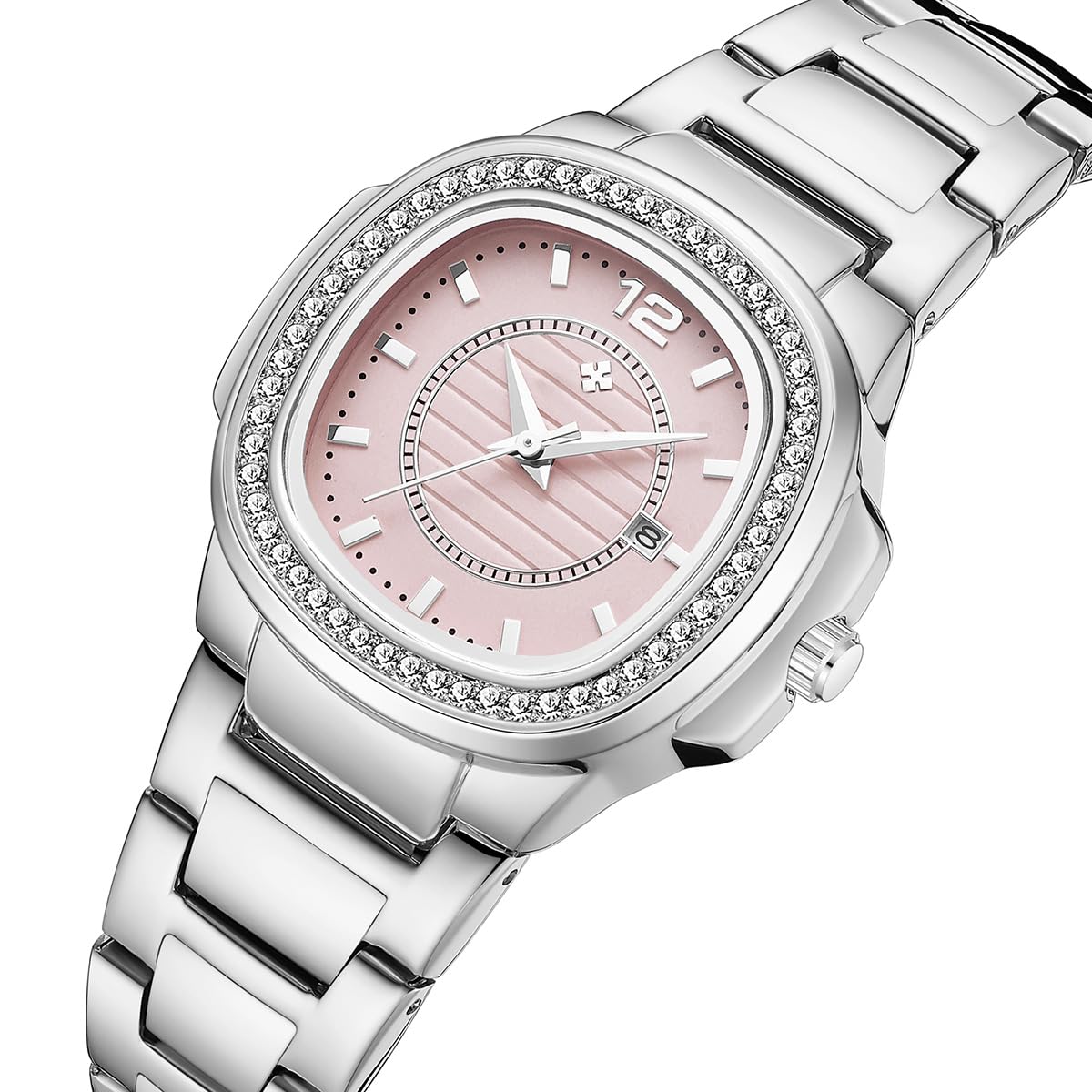 Elegant Women's Watches - Fashion Square Dial Stainless Steel Waterproof Date Diamond Ladies Dress Wristwatch | Perfect Gift for Professional Women | Waterproof Watch for Daily Use & Special Occasions | Ideal for Office Wear, Business Meetings, Date Nights, Weddings & Cocktail Parties | Versatile for Professional, Formal & Everyday Fashion | Great for Work, Dating, Anniversaries & Evening Events