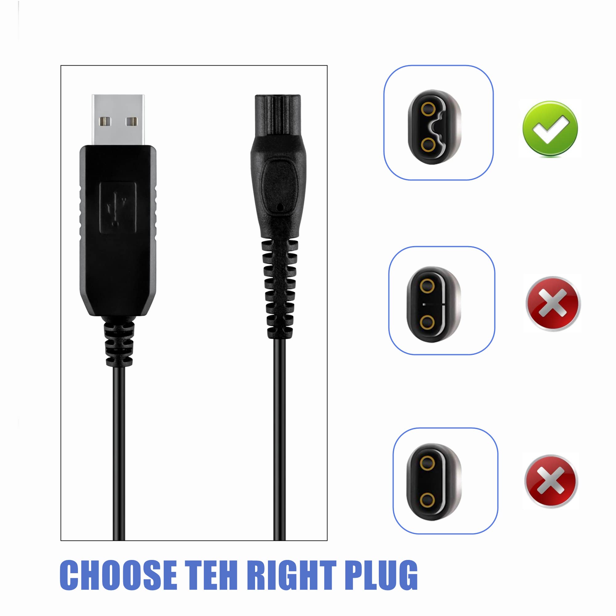 CJP-Geek 15V USB Charger Cord Replacement for Philips Norelco Shaver 6900/6000/S6810 Series - Fast Charging Power Adapter for Electric Razors at Home & Travel