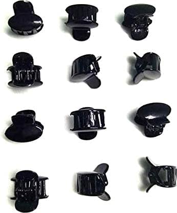 Mini Hair Claw Clips for Women - 12 Pack Black Hair Clips for Fine to Medium Hair - Non-Slip Hair Accessories for Ponytail, Bun & Updo Hairstyles - Perfect for Work, Gym & Everyday Use