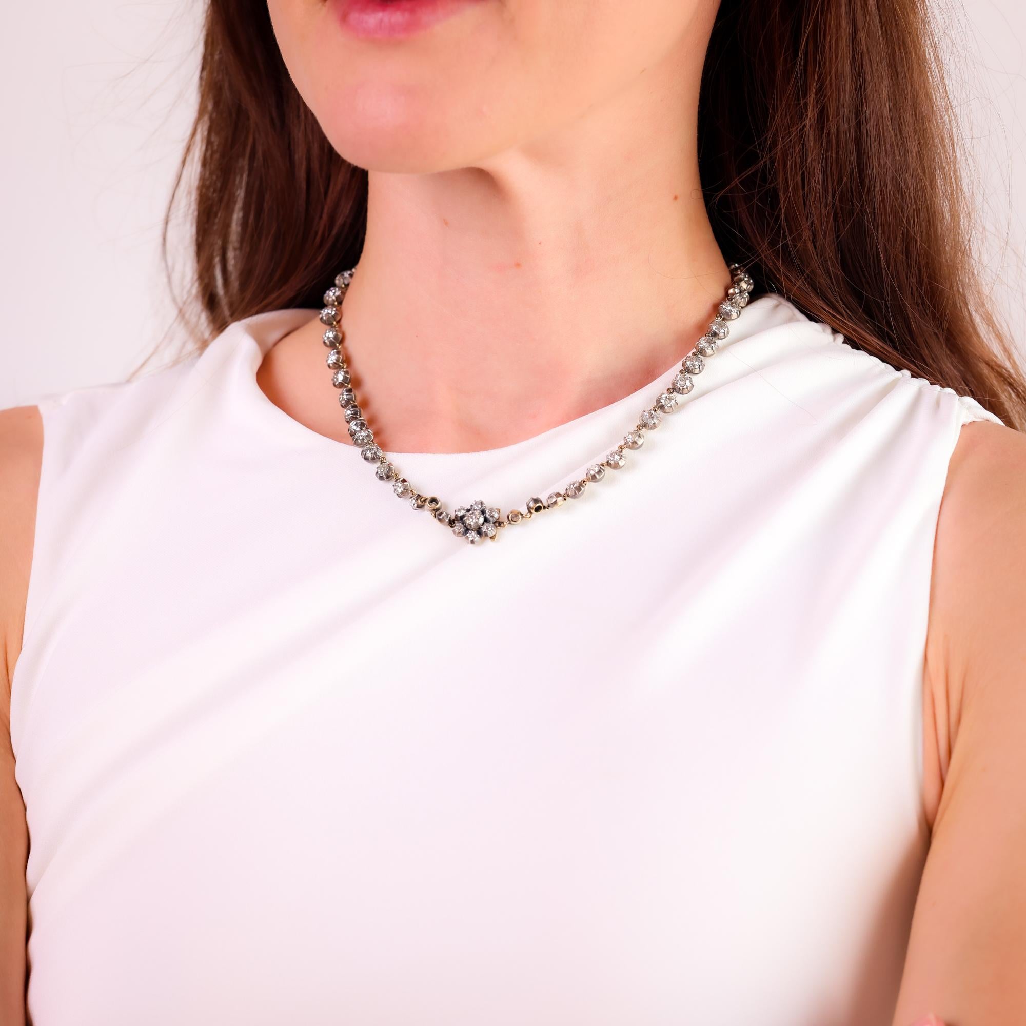 Exquisite 21.93 Carat Georgian Style Diamond Necklace - Vintage Jewelry for Weddings, Anniversaries & Special Occasions