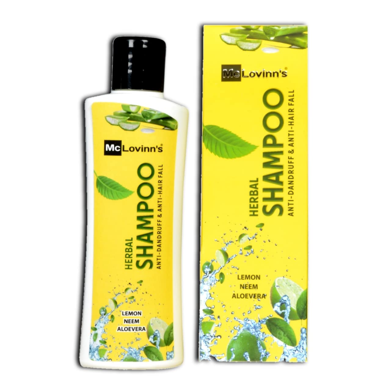 McLovinn's® Natural Herbal Shampoo for Hair Loss & Dandruff Control - Infused with Lemon, Neem Oil, Rosemary, Tea Tree Oil & Aloe Vera (100ml) | Gentle Daily Cleansing for Healthy Scalp & Stronger Hair