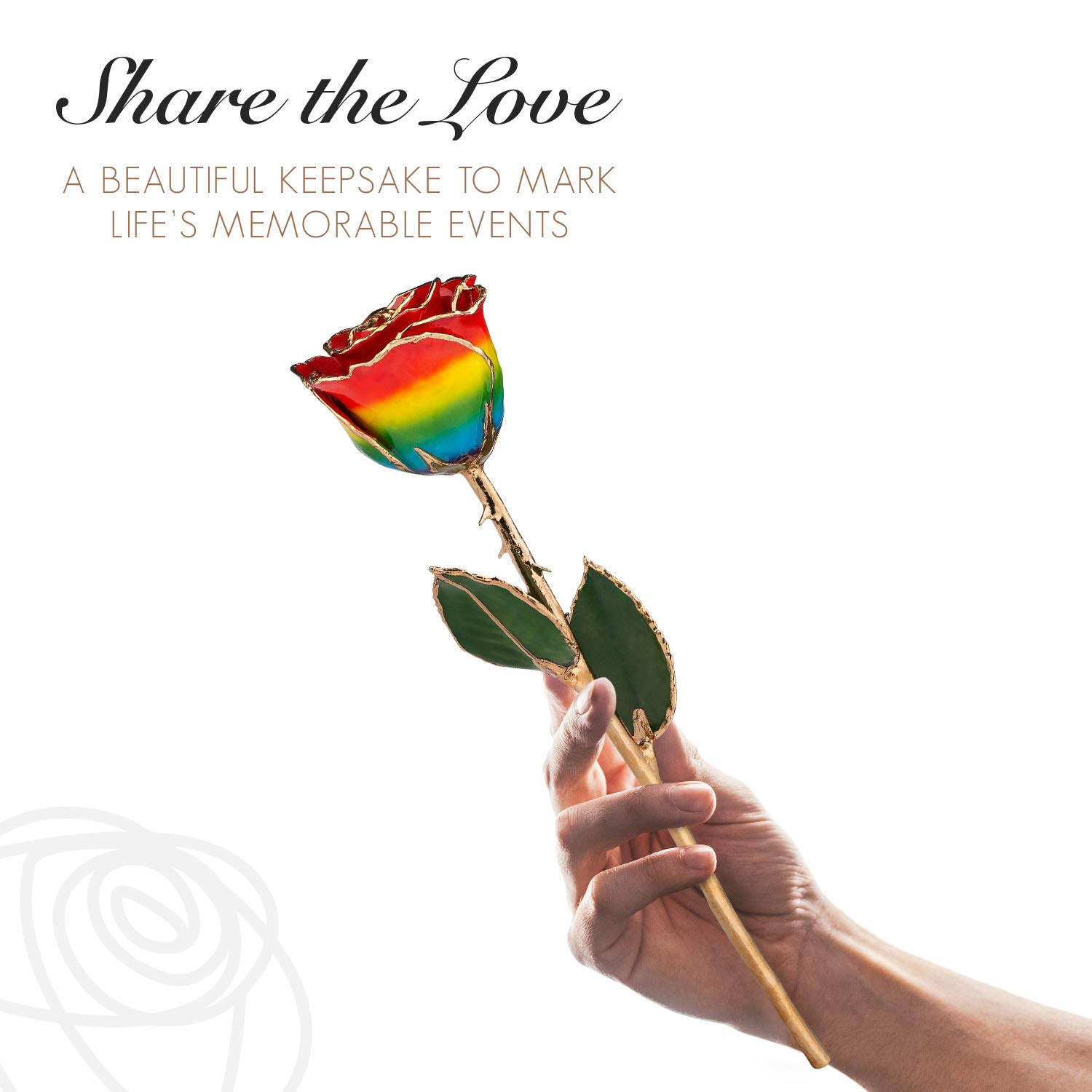 24K Gold Dipped Forever Rose - Real Rainbow Genuine Rose Handcrafted with Lacquer & 24K Gold Trim | Unique Everlasting Romantic Gift for Women & Men | Anniversary, Valentine's Day, Wedding Proposal Gift Idea