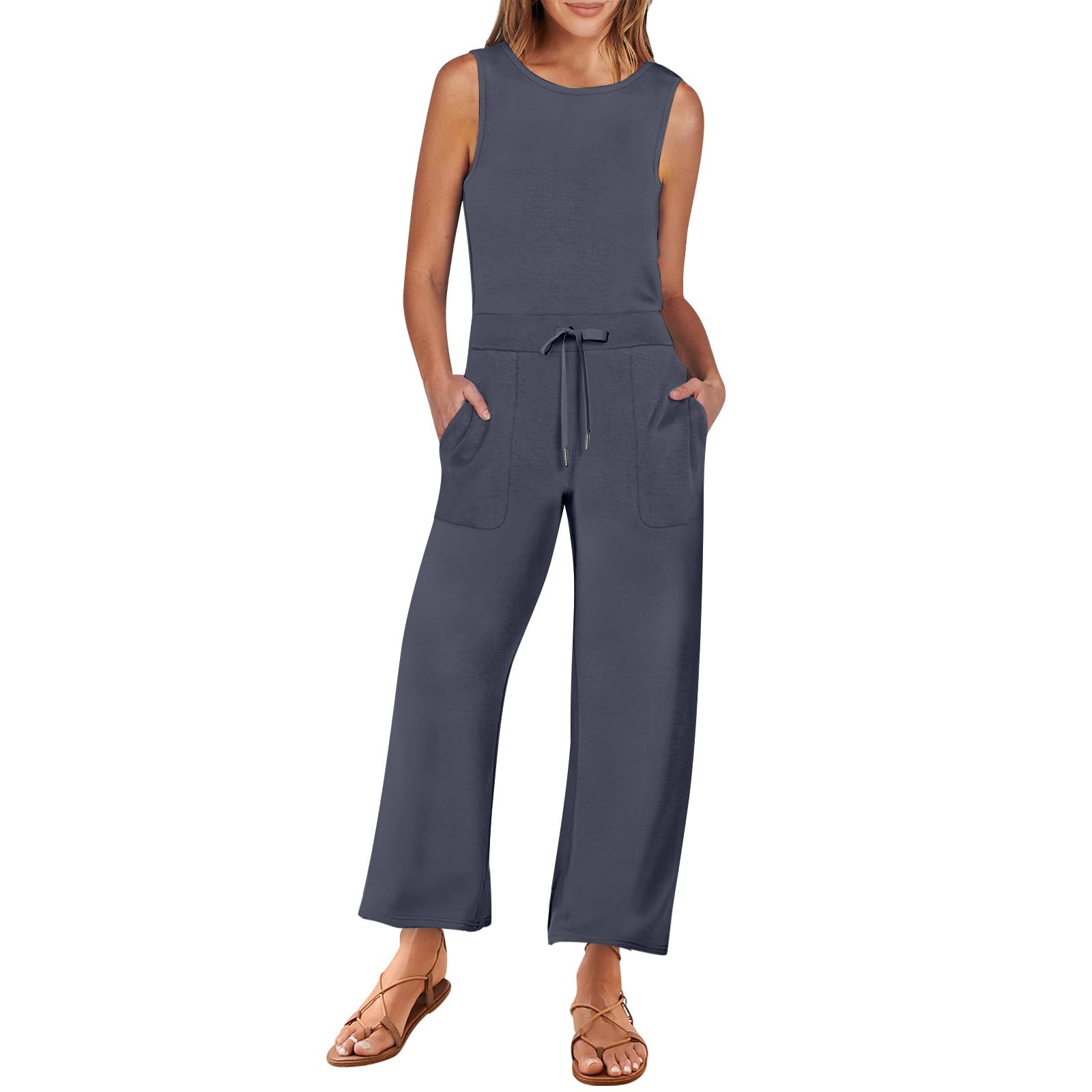 Trendy Y2K Women's Jumpsuits & Rompers - Summer Casual Plus Size Overalls with Tank Tops (Dark Blue, XL) | Lounge Wear, Street Fashion & Vacation Outfits