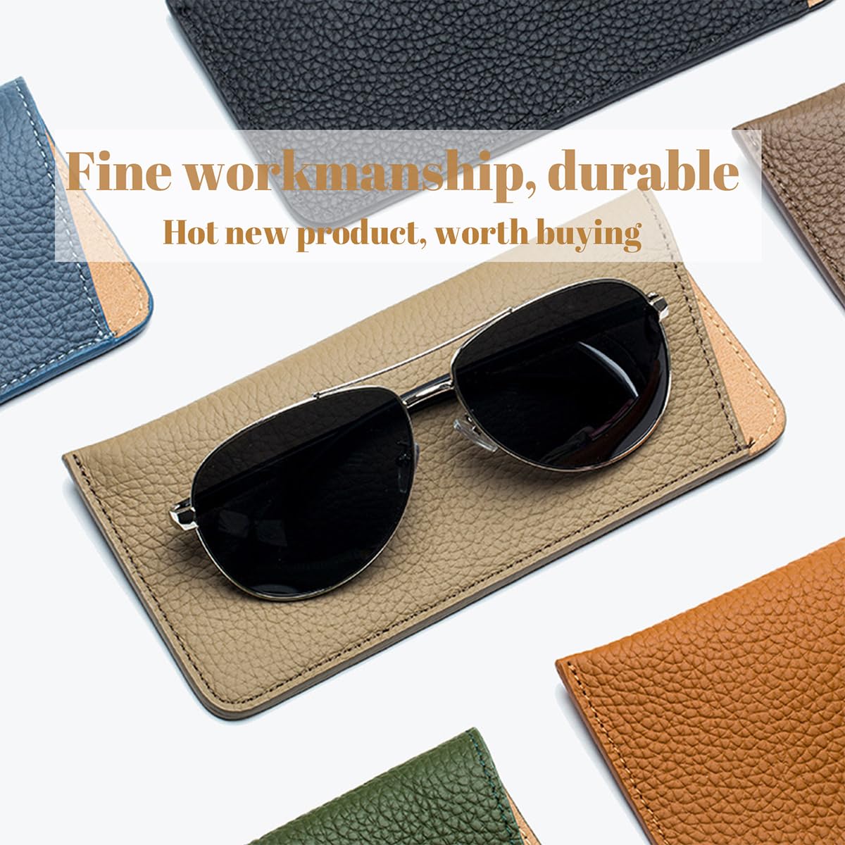 Premium Genuine Leather Glasses Case for Sunglasses & Eyeglasses - Protective Pouch for Women, Men, and Kids - Perfect for Travel, Work, and Daily Use