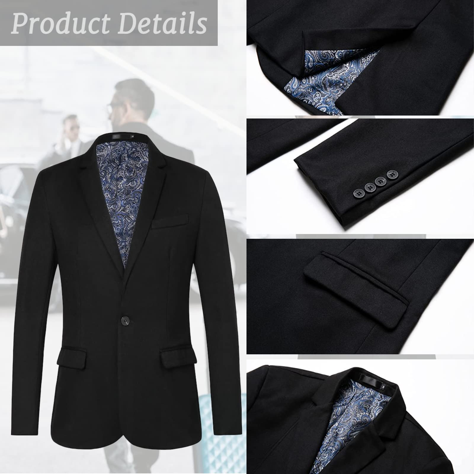 AIFARLD Men's Slim Fit Tweed Blazer - Single Button Solid Color Business Casual Suit Jacket | Perfect for Office Wear, Weddings & Formal Events
