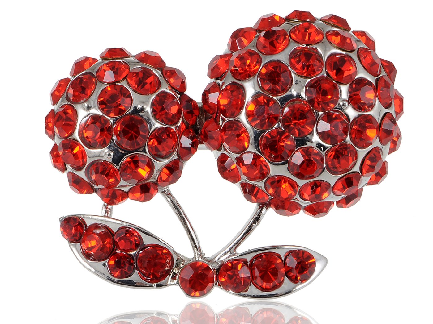 Alilang Red Cherry Rhinestone Ring - Adjustable Crystal Encrusted Fashion Jewelry for Women | Perfect for Parties, Weddings & Date Nights
