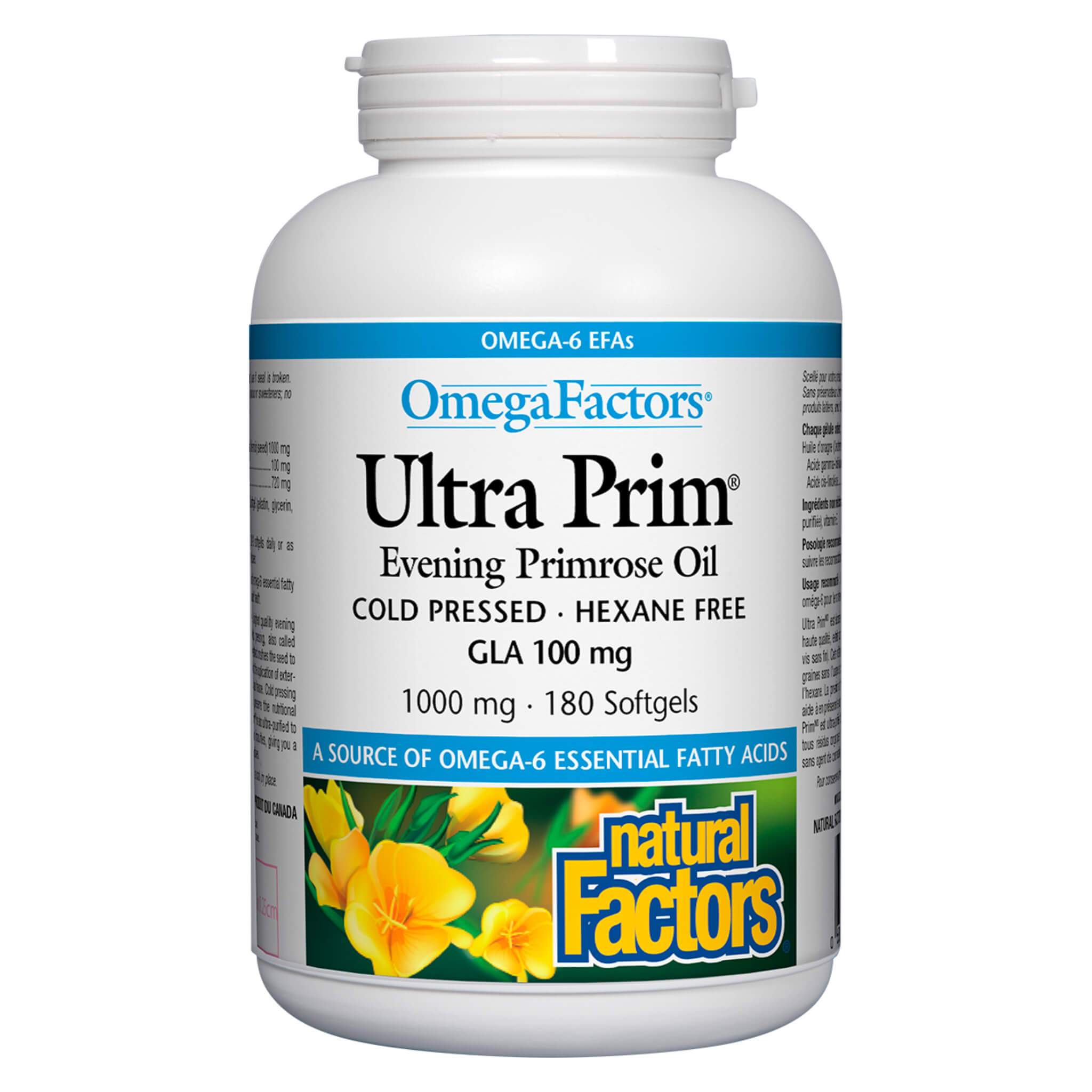 OmegaFactors Ultra Prim Evening Primrose Oil 1000mg - Premium EPO Supplement for Women's Health, Hormone Balance & Skin Care | Supports PMS Relief & Healthy Skin