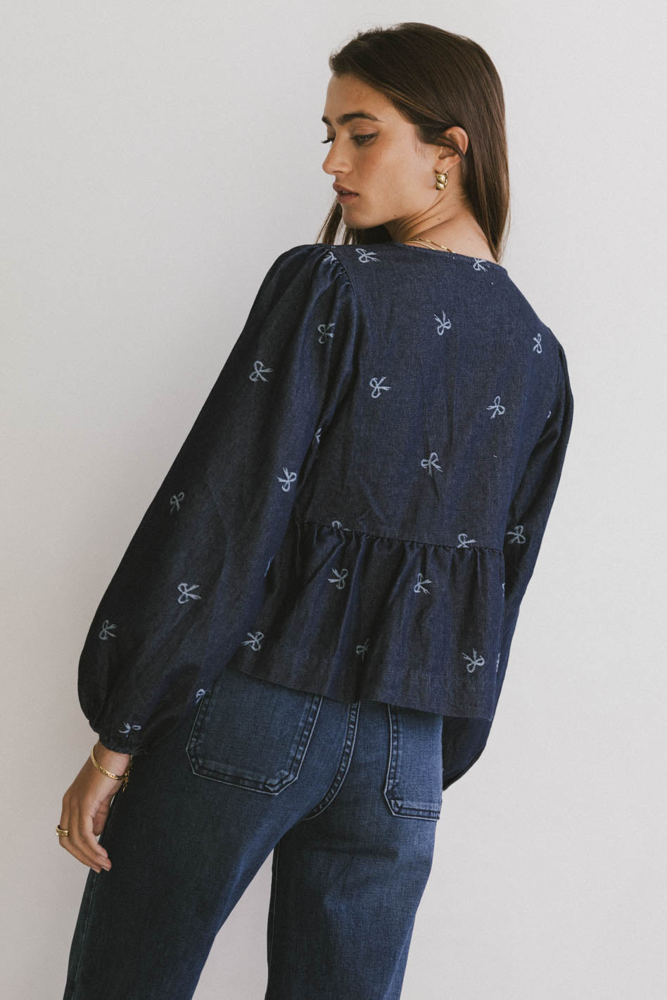 Elegant Maggie Peplum Tie Blouse with Bow Detail - Women's Fashion Tops for Work & Date Night - FINAL SALE