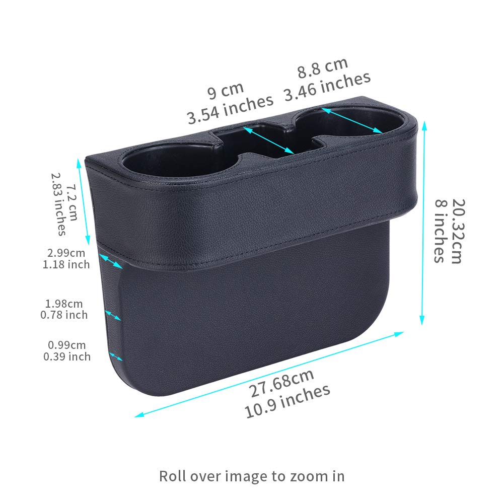 Premium Black Multifunctional Car Cup Holder & Seat Gap Organizer - Phone & Bottle Storage with Stylish Black Stitching | Perfect for Road Trips, Commuting & Travel Accessories
