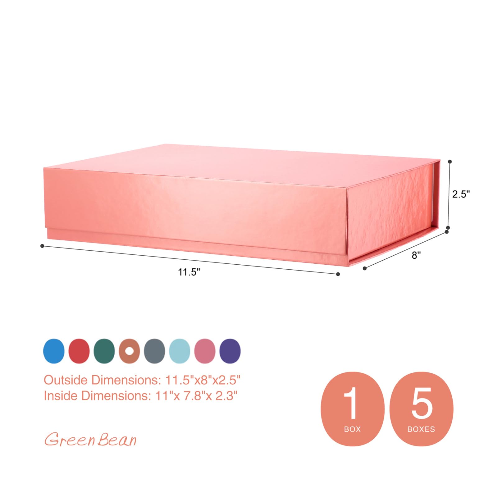 Luxury Rose Gold Gift Box with Magnetic Closure - 11x7.8x2.3 Inches Elegant Present Box for Jewelry, Watches, Shirts & Clothing (Glossy Metallic Finish, Polka Dot Interior Design) - Perfect for Birthdays, Anniversaries, Weddings & Special Occasions