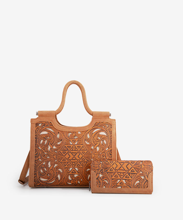 Trinity Ranch Tooled Leather Tote Bag with Concealed Carry Pocket - Stylish & Functional Purse for Women, Perfect for Everyday Use, Travel, and Concealed Carry Needs