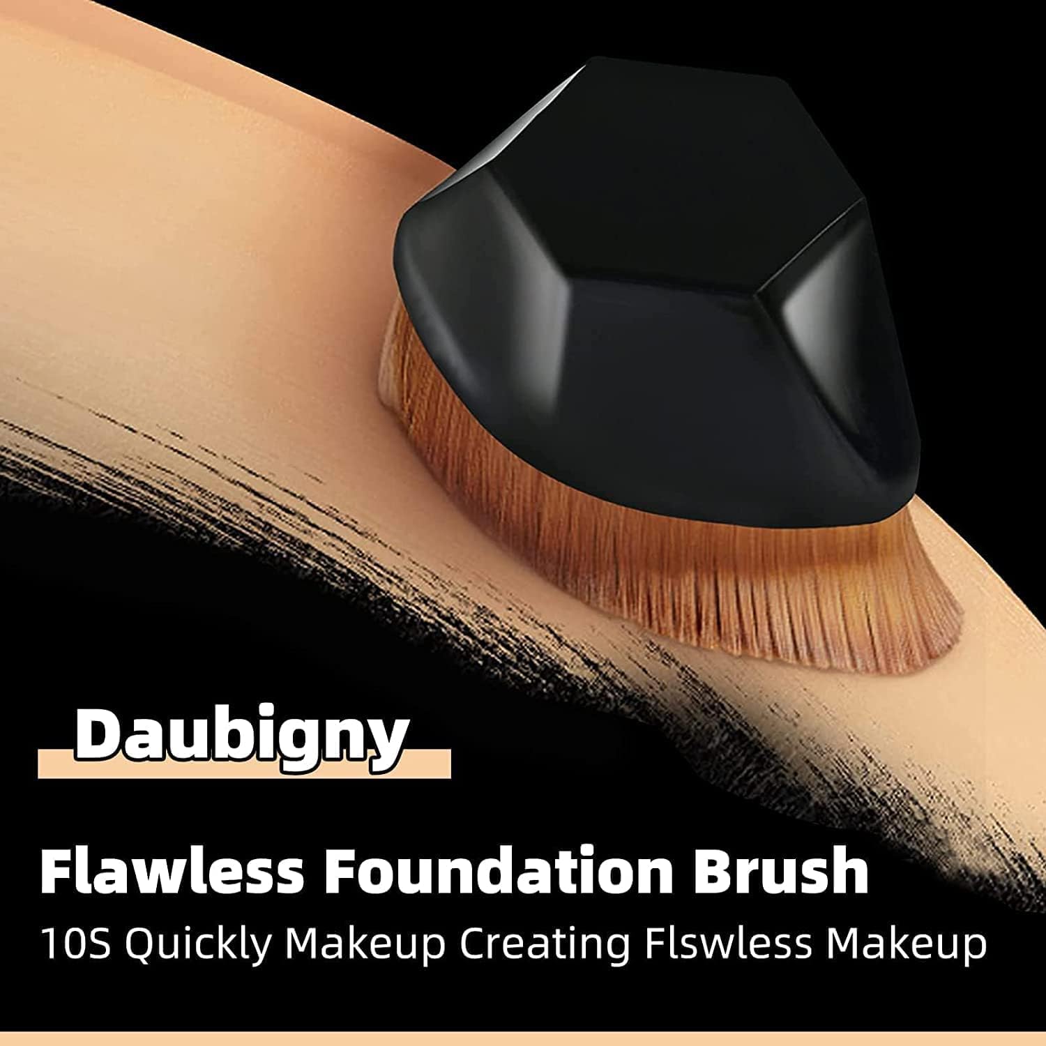 ZemGlam Blush Brush for Liquid & Powder Makeup - Black | Flawless Blending for Cream & Compact Foundation