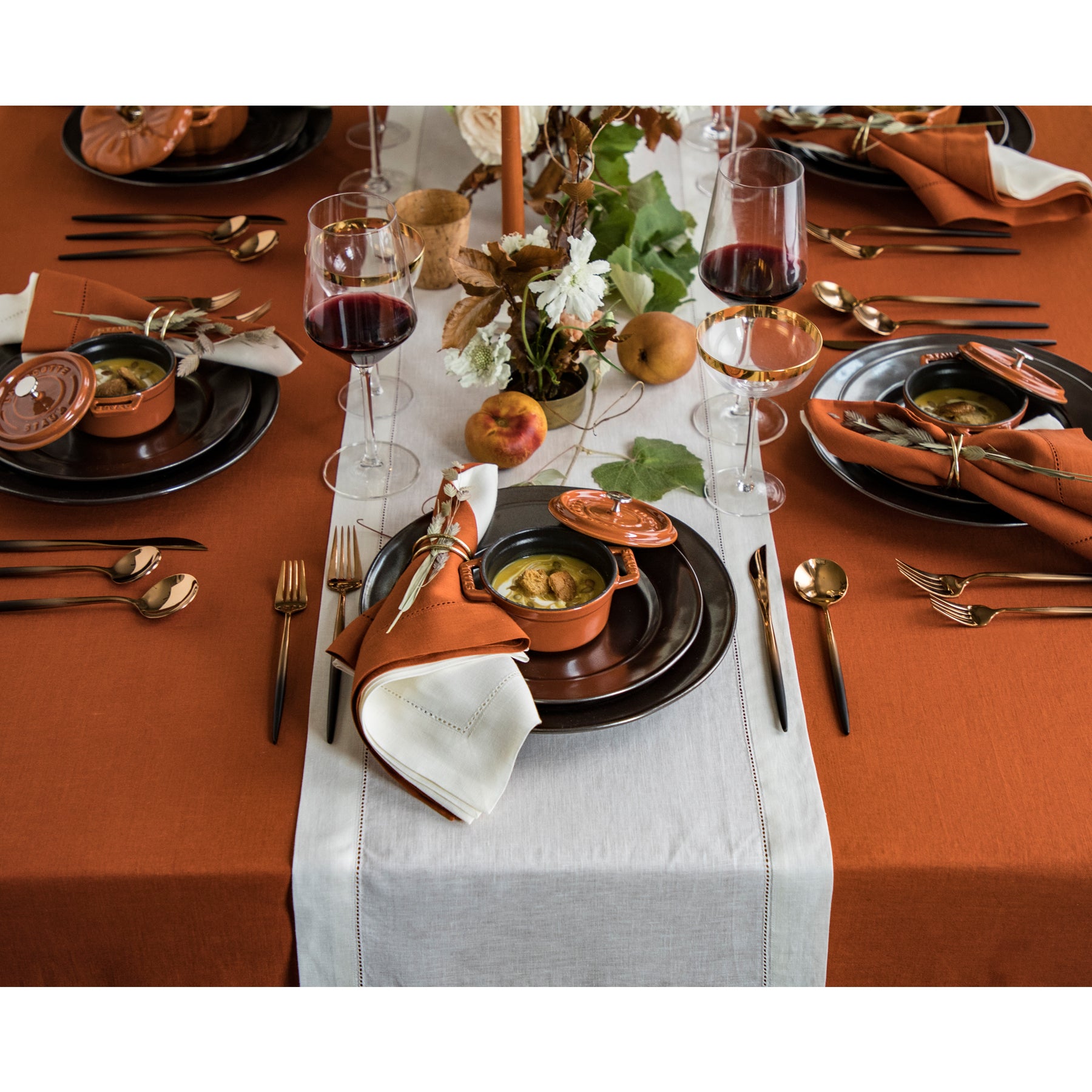 Classic Hemstitch Table Runner - 16 Inch & 18 Inch Wide Linen Tablecloth for Dining Room Decor, Wedding, Party & Holiday Table Setting