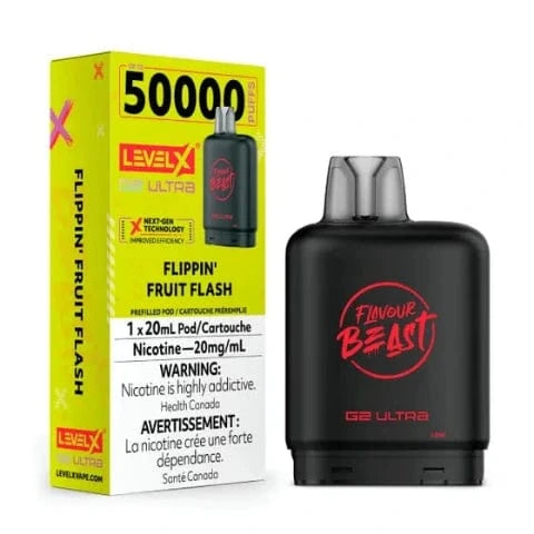 Flavour Beast Level X G2 Ultra Pods - 50,000 Puffs, 20mL E-Liquid, All Flavors | Long-Lasting Vape Pods for All-Day Use | Perfect for Travel, Work & Social Events