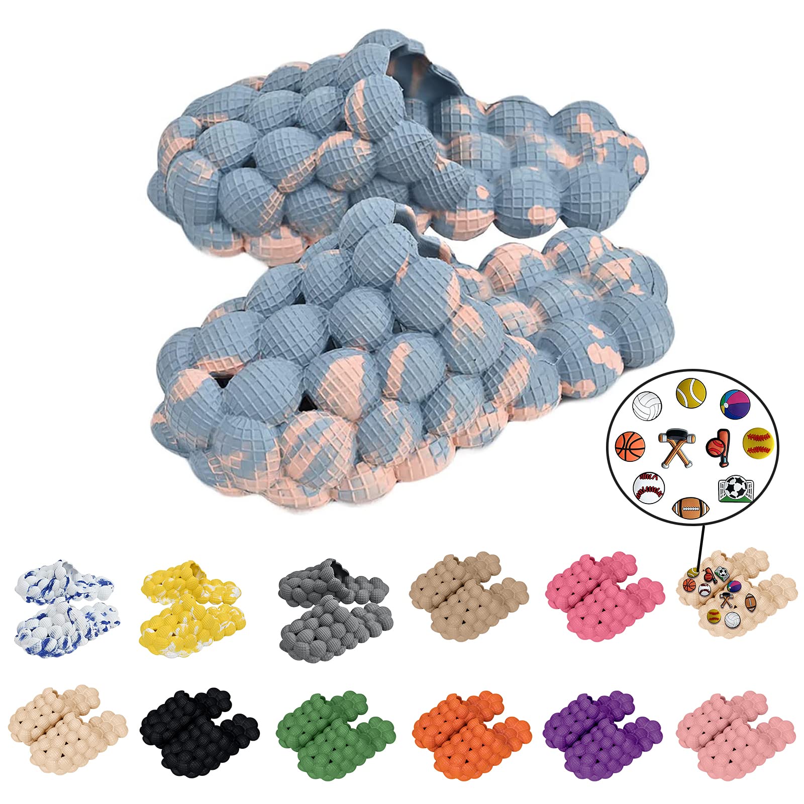 Massage Bubble Slides for Women & Men - Funny Lychee Non-Slip Spa Slippers with Thick Sole, Quick-Drying & Soft Comfort Shoes - Perfect for Home, Poolside, Beach & Relaxation
