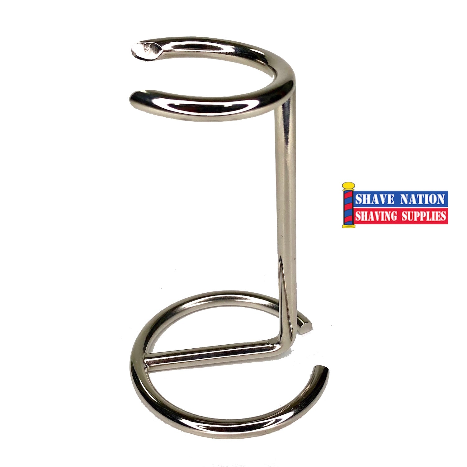 Premium Chrome Shaving Brush Stand for Medium Brushes - Perfect for Bathroom Vanity & Travel Grooming Kit