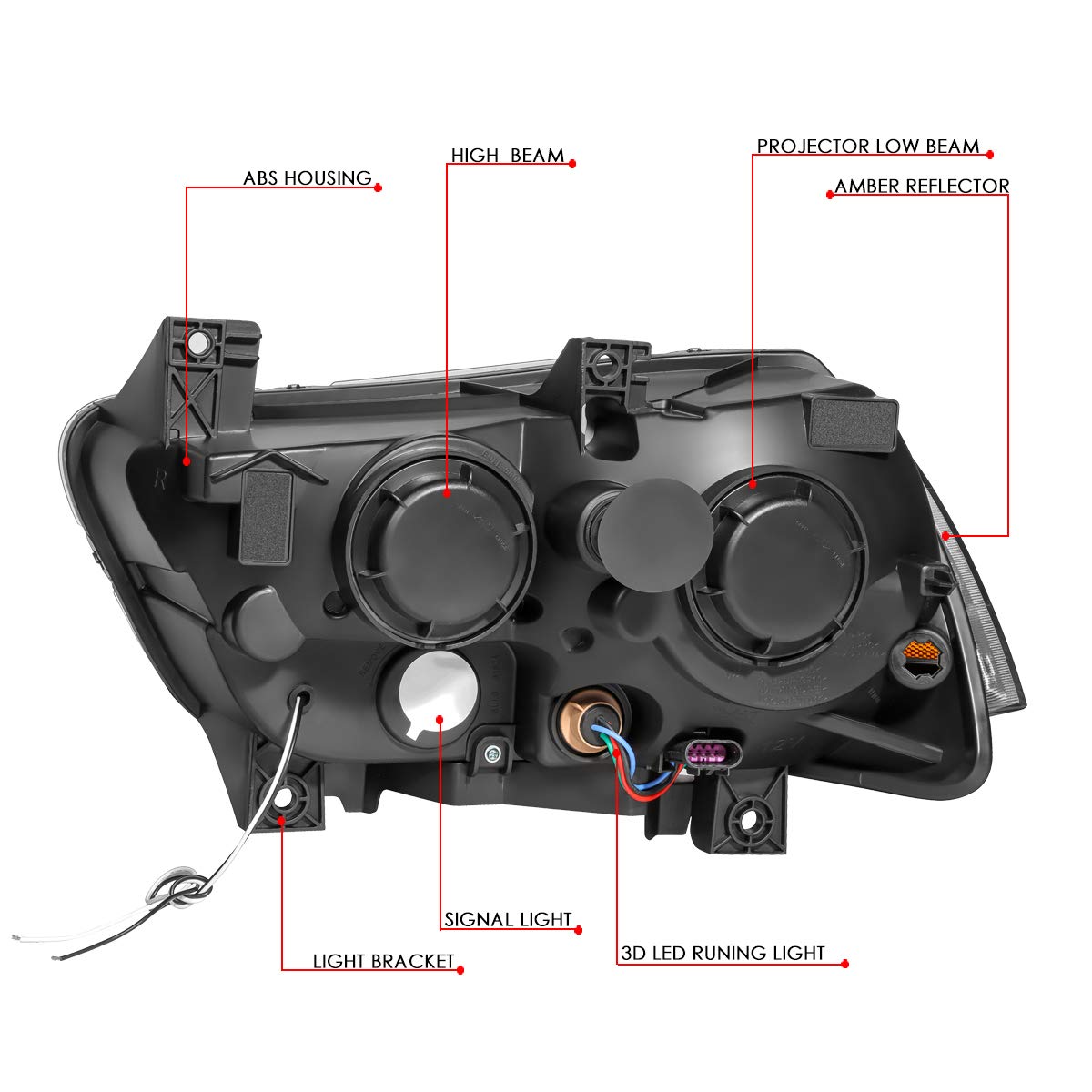 Auto Dynasty 3D LED DRL Projector Headlights Assembly - Compatible with Dodge Charger 2011-2014 Models - Driver & Passenger Side - Black Housing - Upgrade for Night Driving & Enhanced Visibility