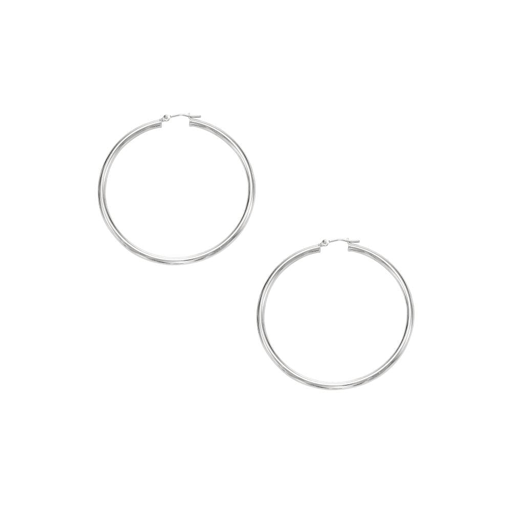 10K Gold 2x40mm Hoop Earrings for Women - Classic Dainty Huggie Hoops - Perfect for Everyday Wear, Parties & Gifts