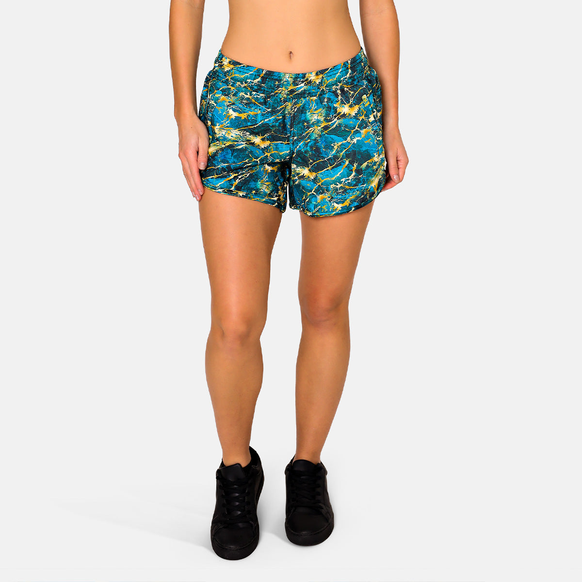 Gilded Marble High Waist Loose Fit Workout Shorts for Women - Comfortable Yoga Running Gym Athletic Shorts with Pockets - Perfect for Yoga, Running, Gym & Lounge Wear