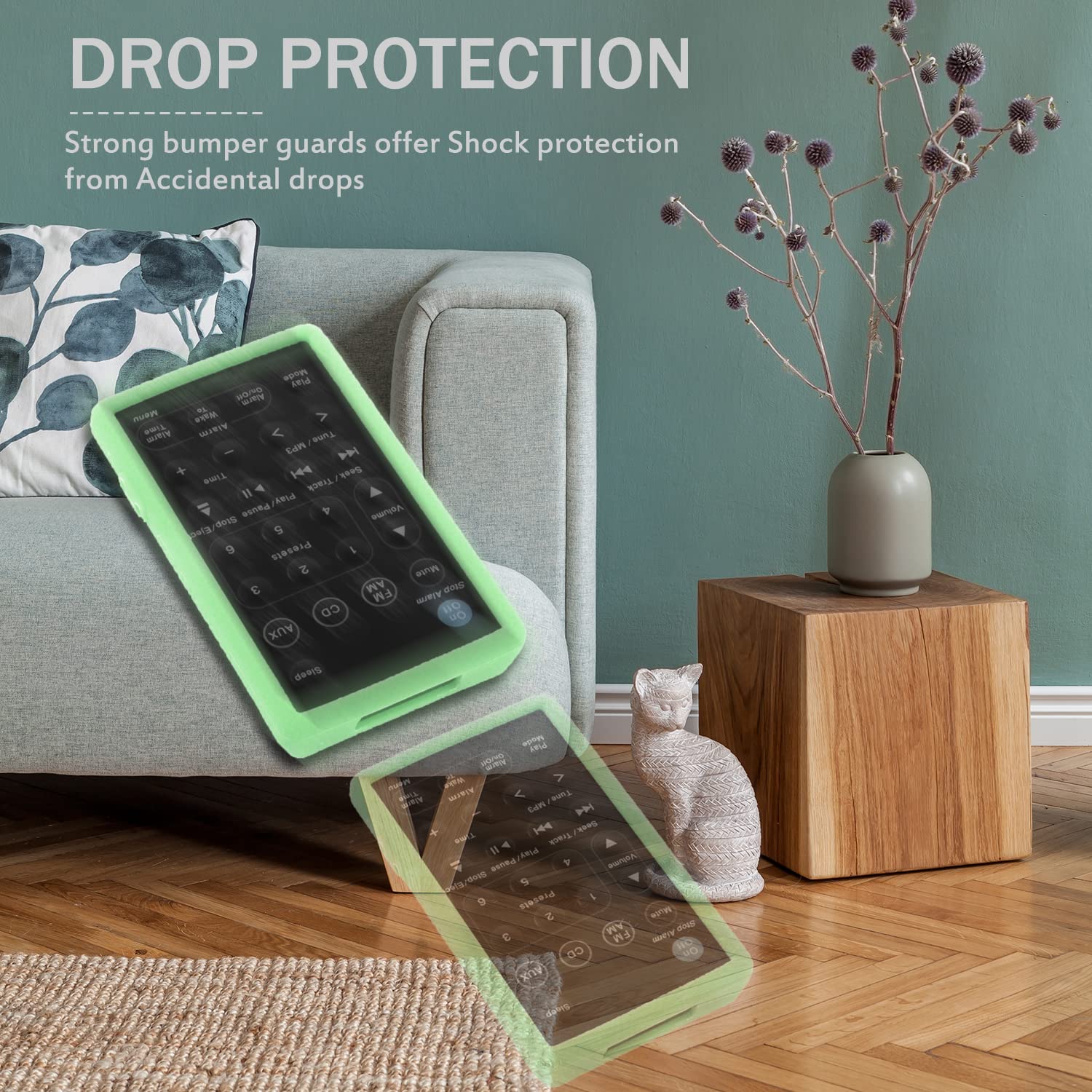 Bose SoundTouch Music System Remote Control Cover - Shockproof, Anti-Slip Silicone Case with Lanyard (Glow in Dark Green) | Washable & Skin-Friendly Protection for Bose Radio/CD Remotes | Perfect for Home Theater, Music Listening & Entertainment Systems