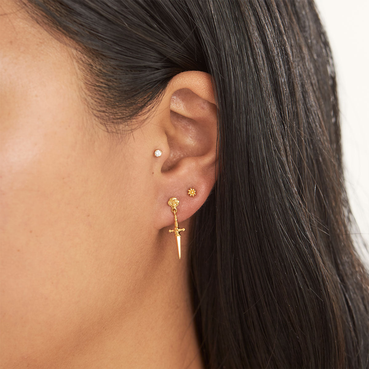 Fallen Dagger Earrings - 14K Gold Plated Gothic Punk Jewelry for Women | Perfect for Halloween, Cosplay and Alternative Fashion