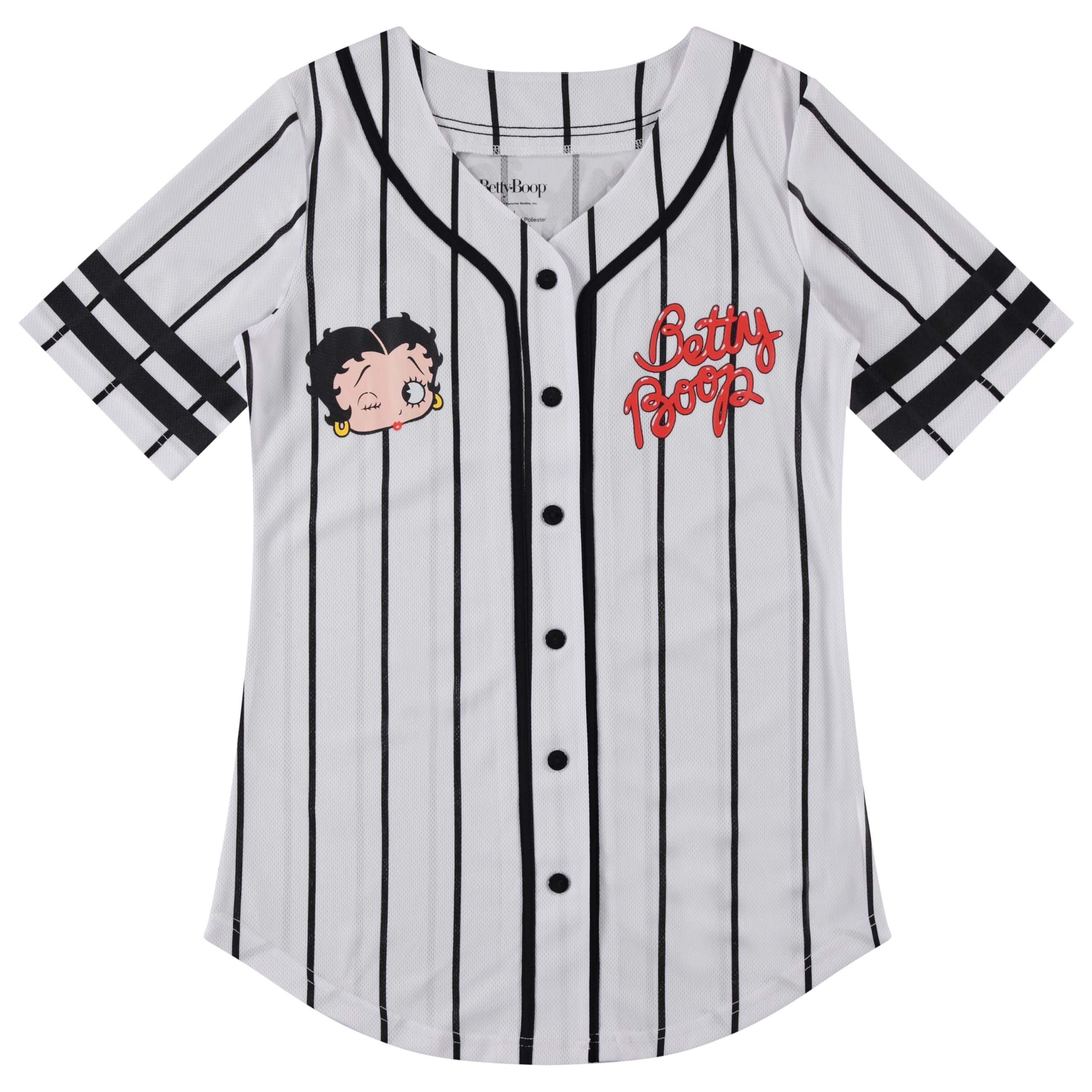 Vintage Betty Boop Ladies Baseball Jersey - Bonnie, Margie & Mae Style Retro Mesh Button Down Shirt for Women | Perfect for Cosplay, Themed Parties & 90s Fashion
