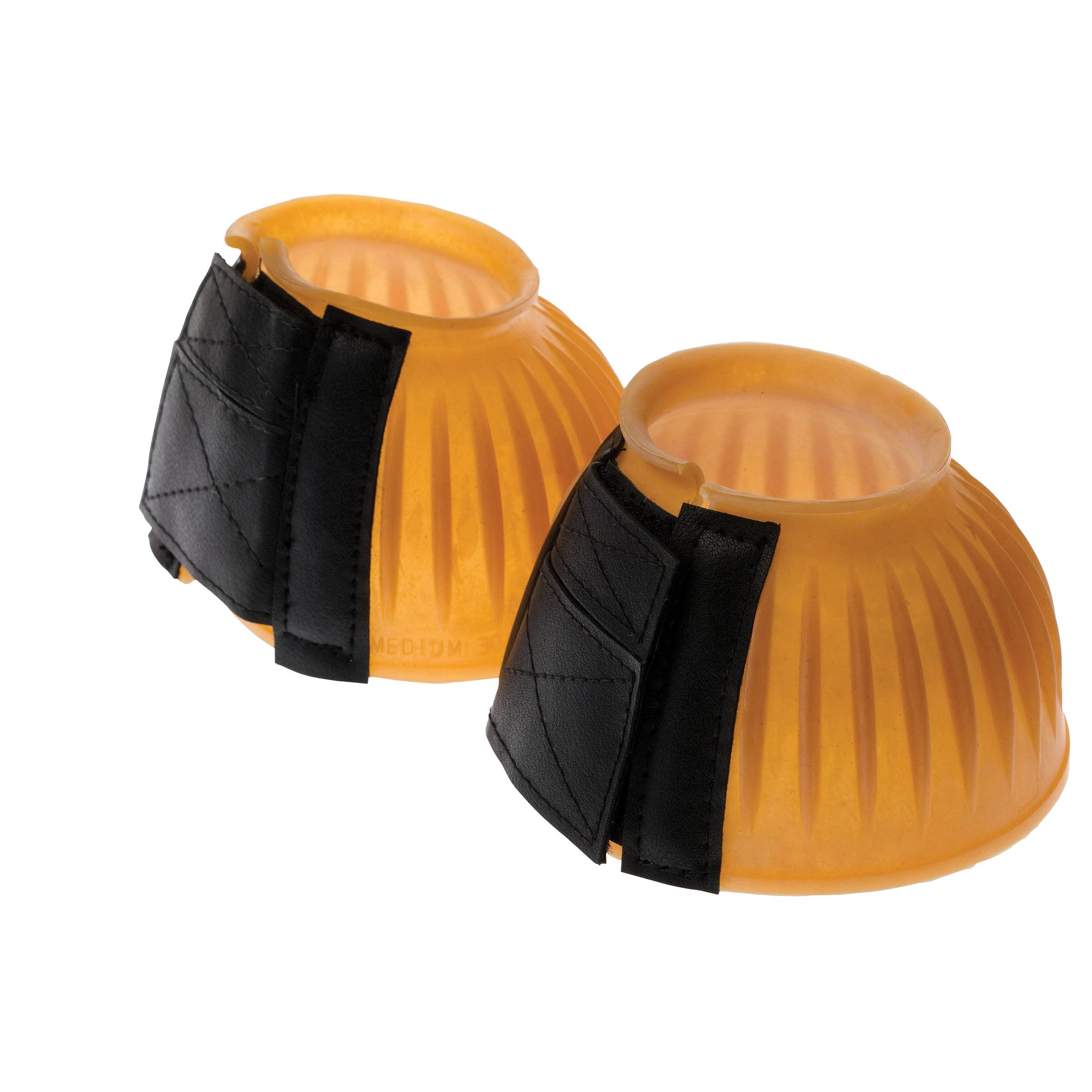 Saxon Ribbed Touch Tape Bell Boots for Horses - Gum Color, Cob Size - Secure & Protective Hoof Boots for Riding, Training & Turnout