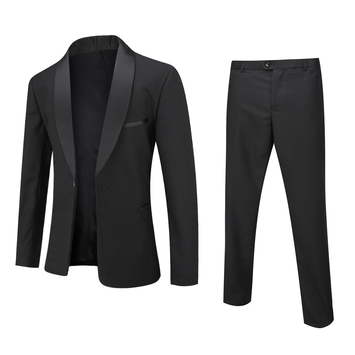 2 Piece Slim Fit One Button Casual Black Suit for Men - Perfect for Business Meetings, Weddings & Formal Events