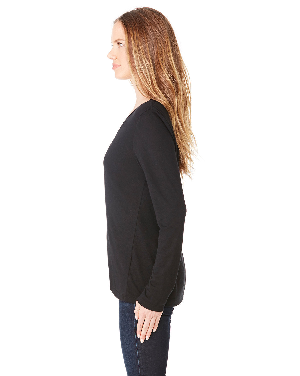 Bella + Canvas 8855 Women's Flowy Long Sleeve V-Neck T-Shirt - Soft & Comfortable Casual Top for Everyday Wear, Layering, and Outfits