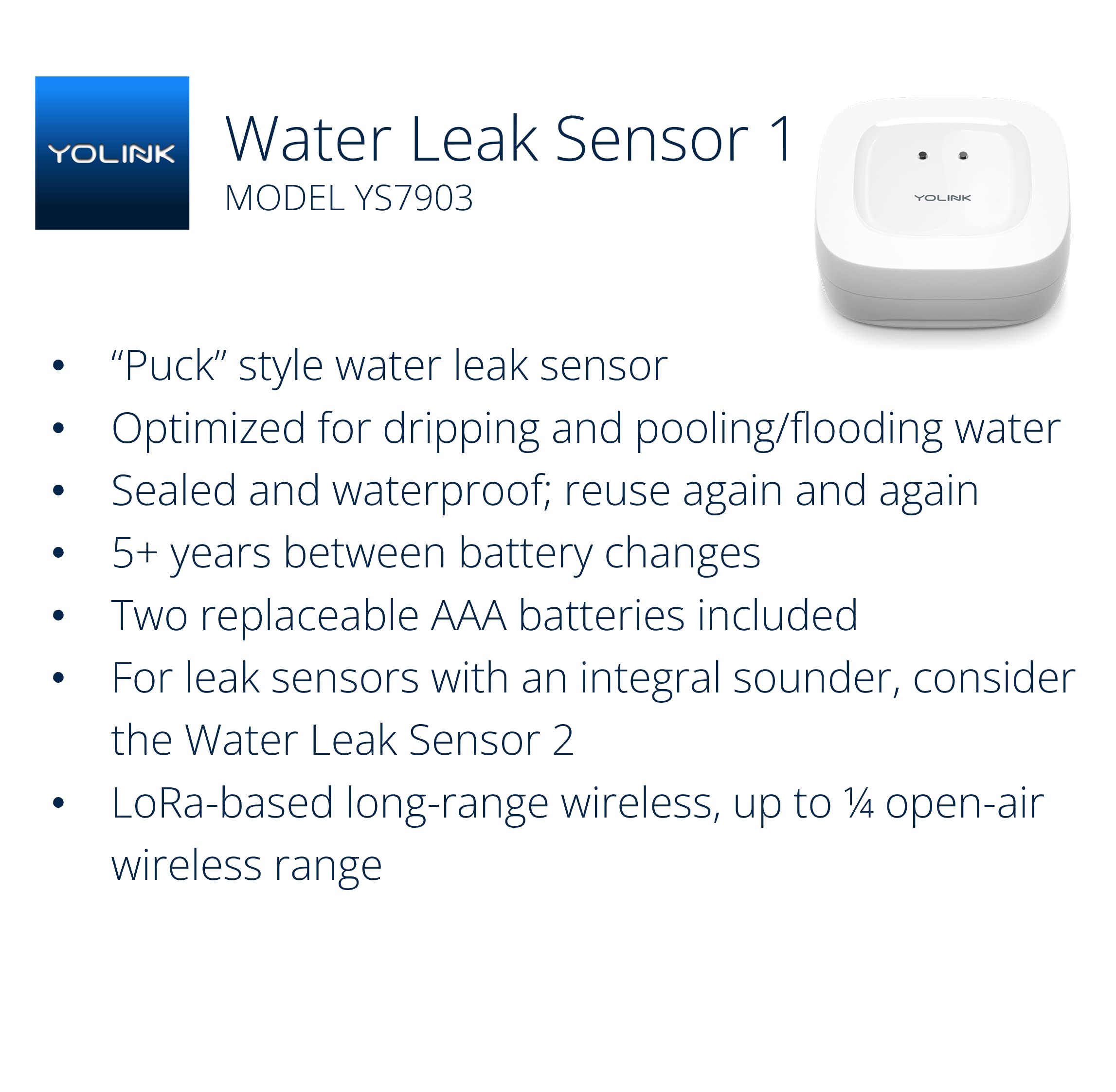 YoLink Smart Home Starter Kit with Hub & 4 Water Leak Sensors | SMS/Email/Push Alerts | 1/4 Mile LoRa Range | Alexa & IFTTT Compatible | Perfect for Basement, Bathroom & Kitchen Leak Detection