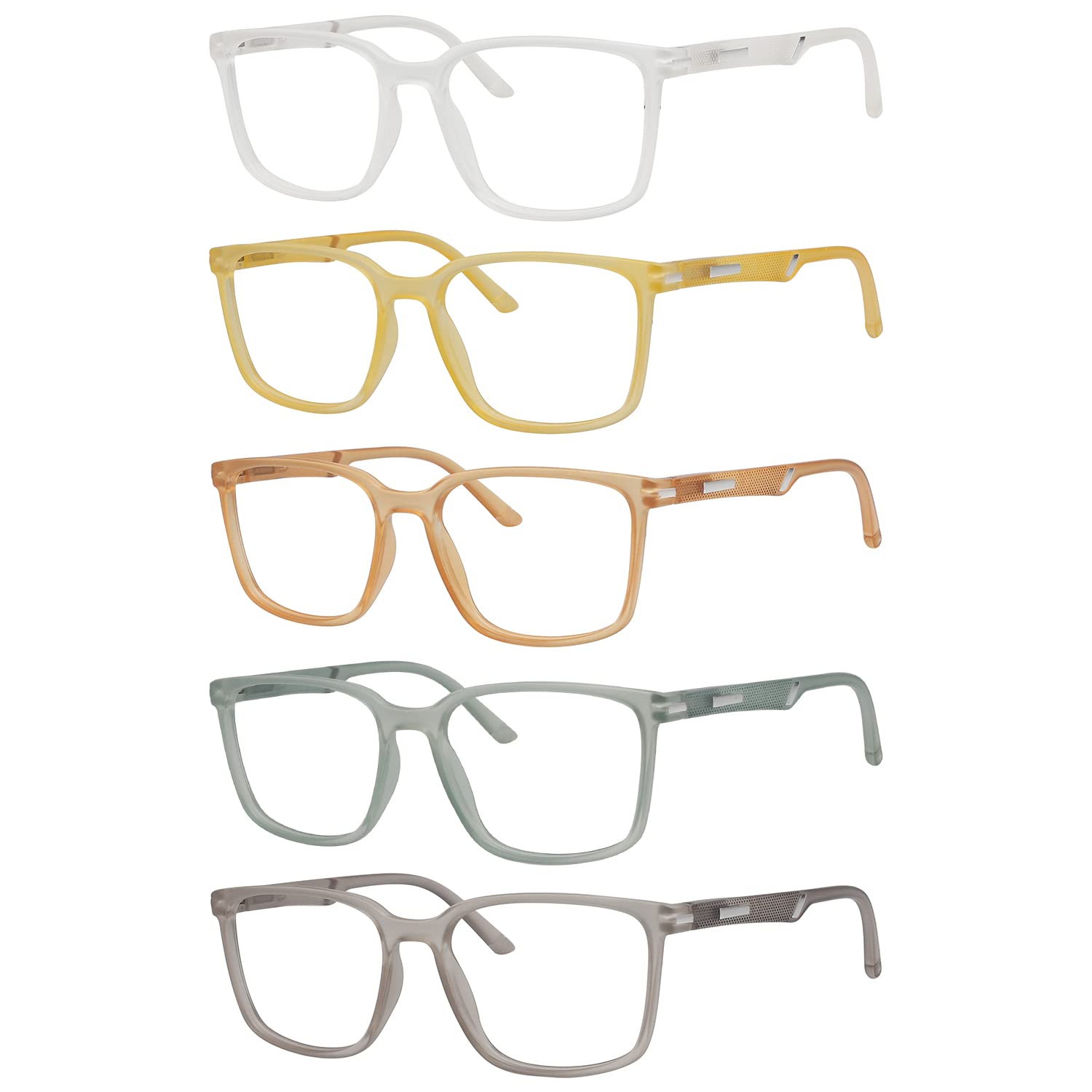 Eyekepper 5-Pack Large Frame Reading Glasses for Men & Women - Spring Hinge, Lightweight & Comfortable (5 Colors) - Perfect for Reading, Office Work & Daily Use