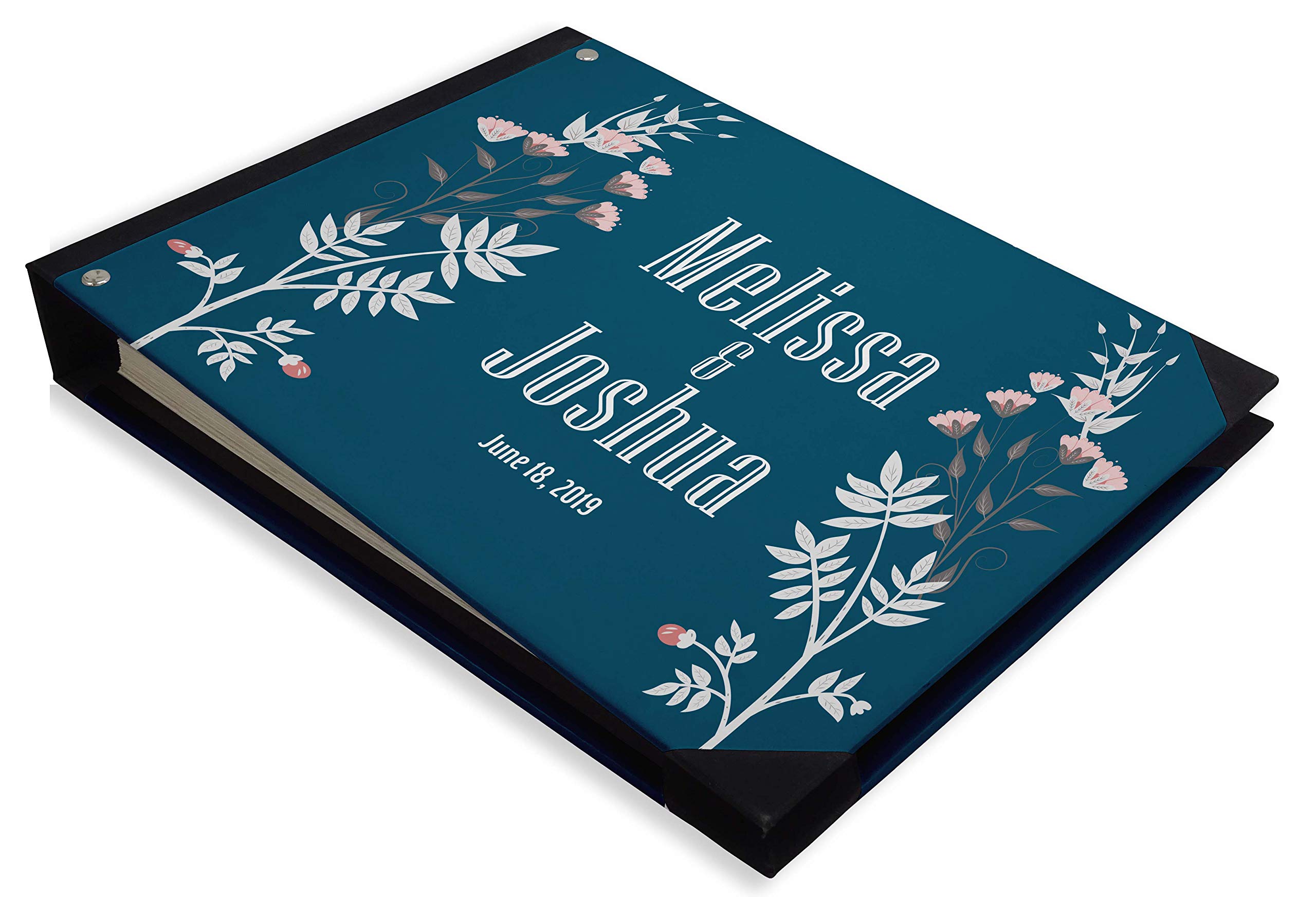 Darling Souvenir Blue Floral & Leaves Wedding Guest Book - 9x12 Inch Hardbound Guest Sign-in Registry for Bridal Shower, Anniversary & Special Events