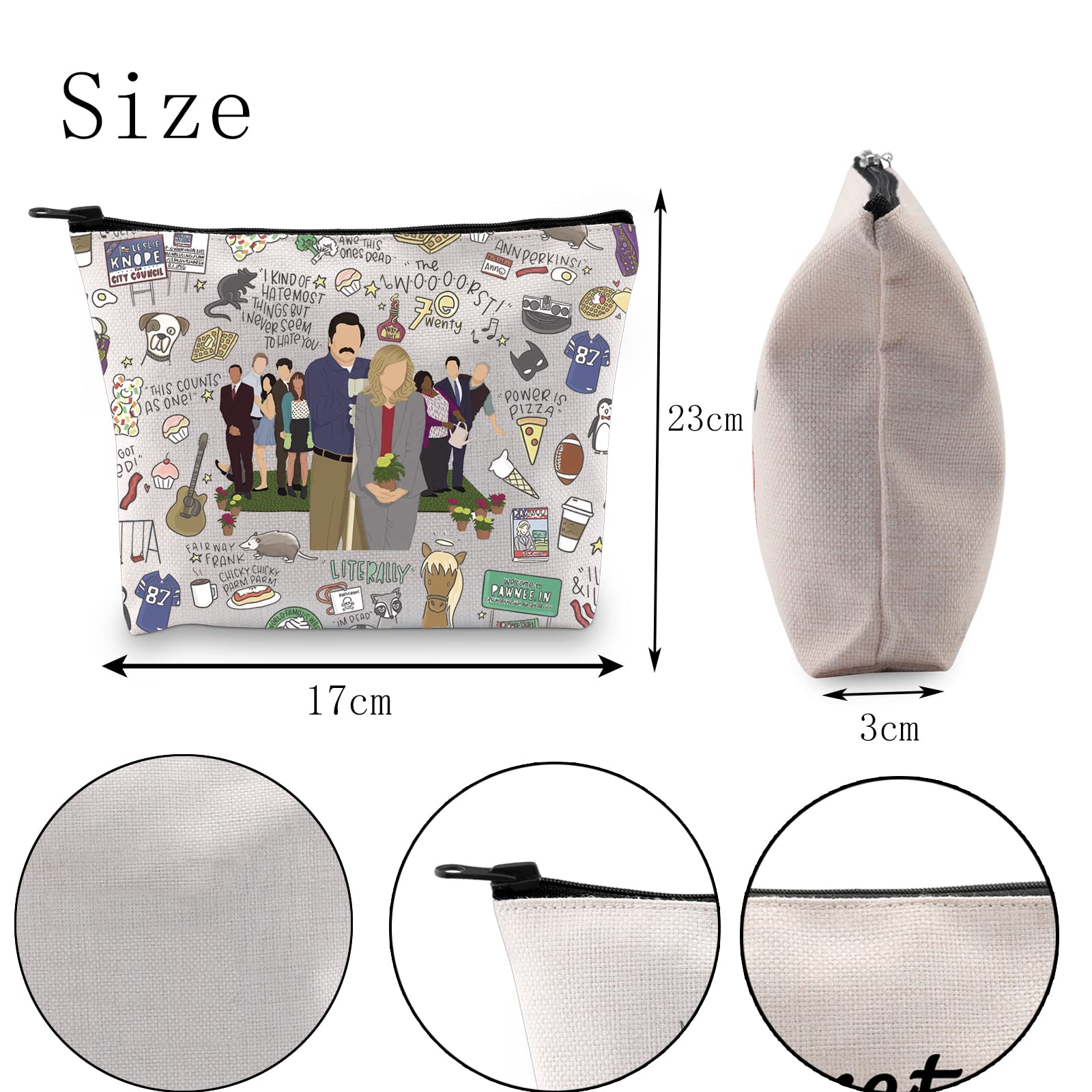 POFULL Parks and Recreation Inspired Makeup Bag - TV Show Themed Cosmetic Pouch for Fans - Perfect Gift for Parks and Rec Lovers (Use for Travel, Gym, or Daily Makeup Storage)