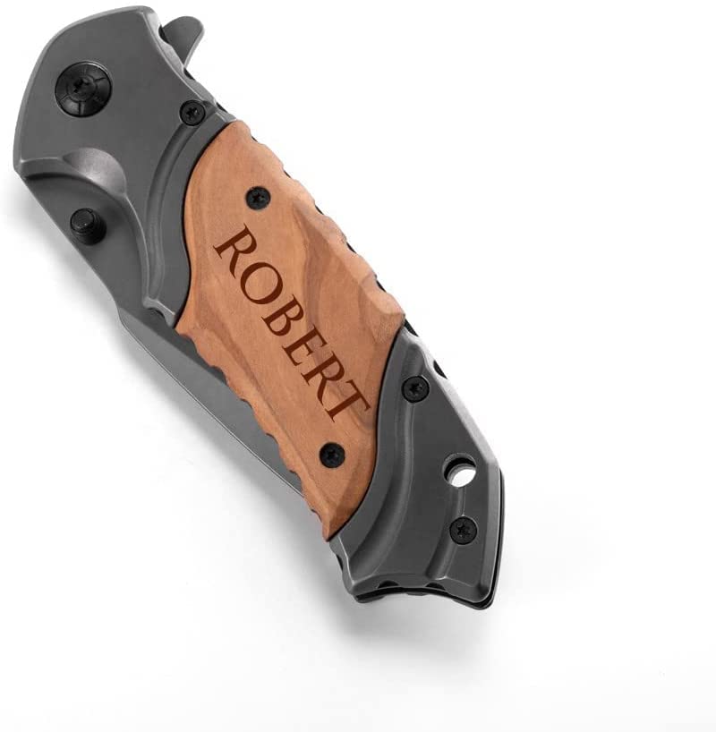 4-Piece Personalized Stainless Steel Groomsmen Knife Set - Engraved Wood Handle Wedding Party Favors - Perfect for Groomsmen Gifts, Anniversary & Special Occasions