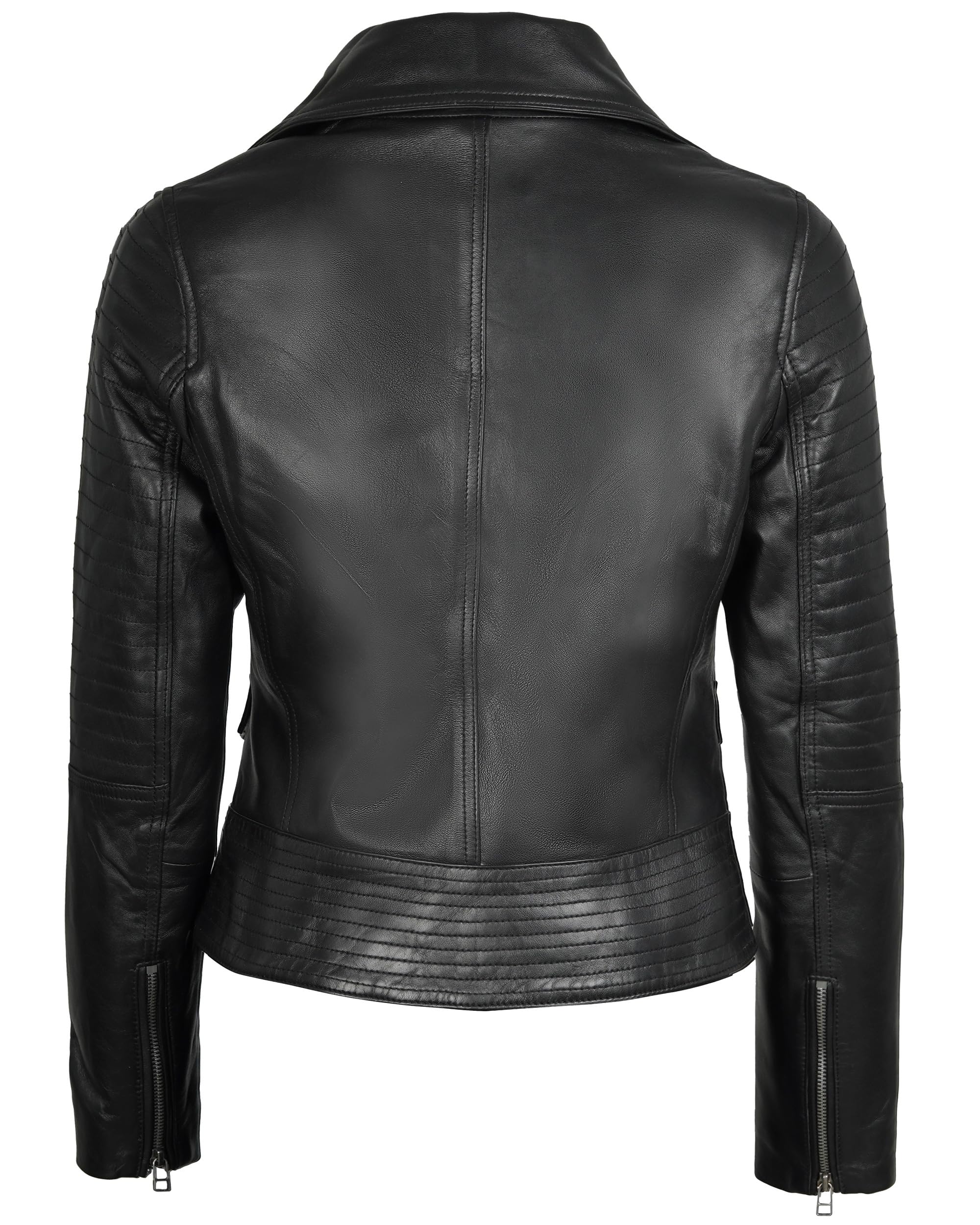 Decrum Women's Asymmetrical Real Lambskin Leather Jacket - Stylish Biker Jacket for Women | Perfect for Motorcycle Riding, Night Out & Fashion Statement
