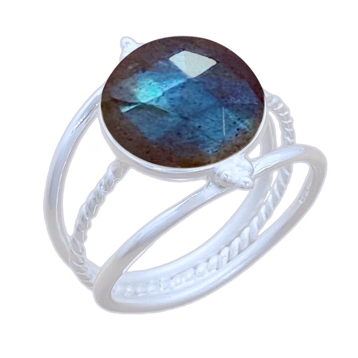 Laihas Free Spirit Labradorite Ring for Women - Genuine Labradorite Stone Adjustable Boho Ring - Perfect for Yoga, Meditation & Spiritual Healing