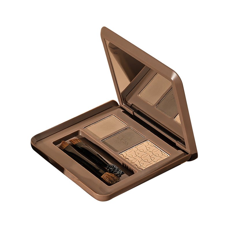 UKISS Chocolate Tricolor Brow Powder - Natural Long-Lasting Eyebrow Makeup Kit for Perfect Brows | Great for Daily Use, Parties & Professional Makeup