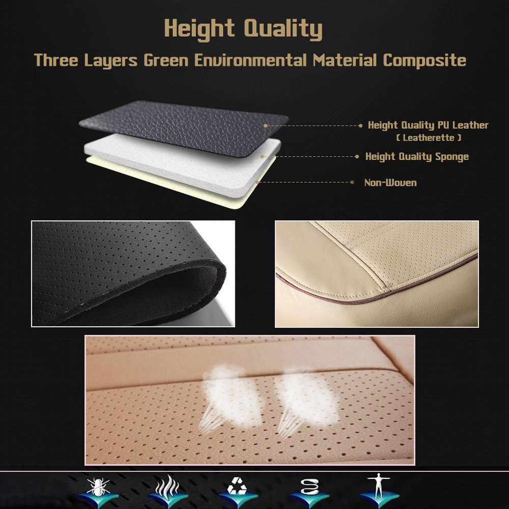 Premium PU Leather Car Seat Covers for Lexus RC350 200t 300h - Custom Fit Front & Rear Seat Protectors (Beige) | Waterproof & Comfortable for Daily Commute & Road Trips