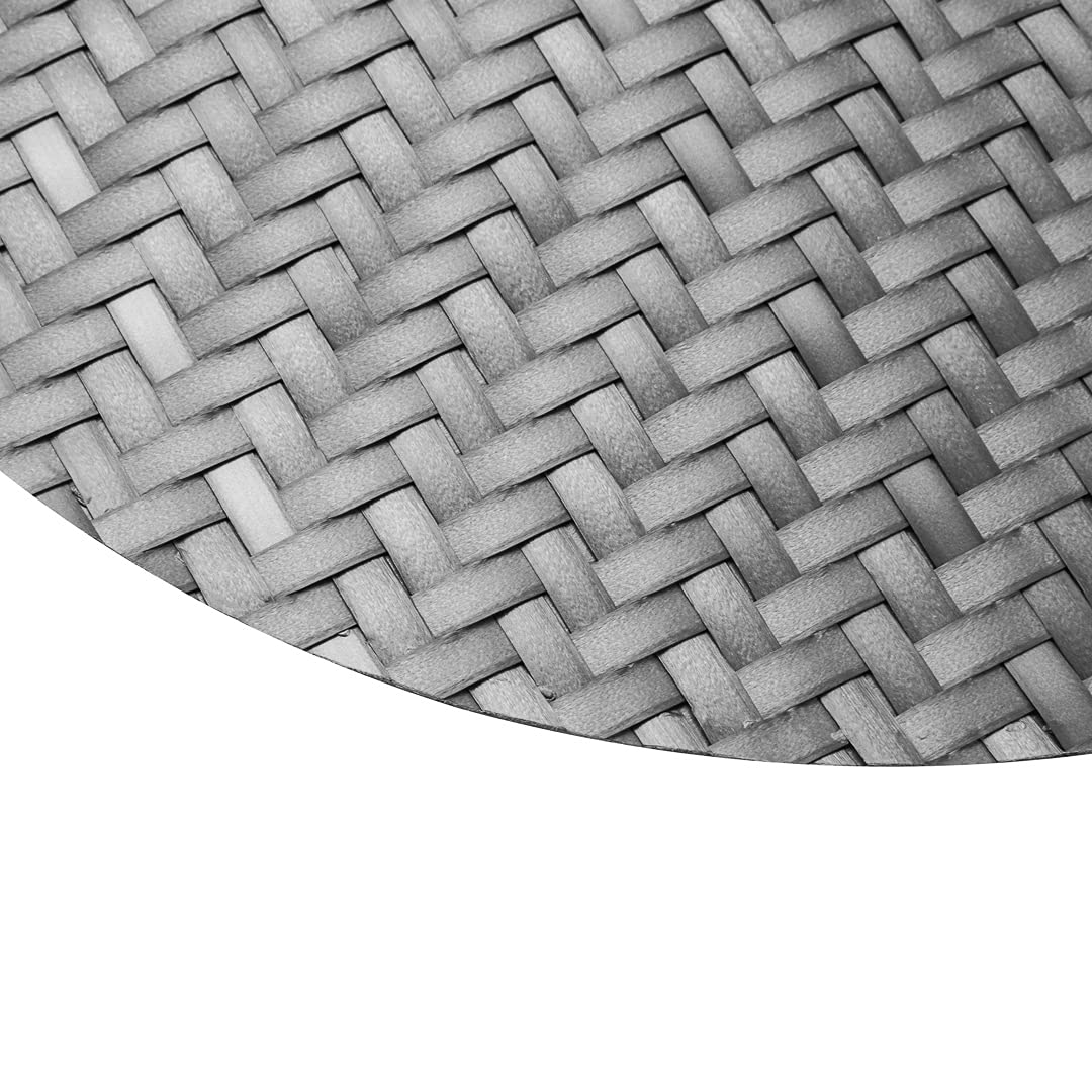 Premium 15-Inch Round Woven Placemats Set of 6 - Durable & Easy-Clean Metallic Gray Plastic Table Mats for Dining - Perfect for Home, Restaurant, Wedding & Party Decor