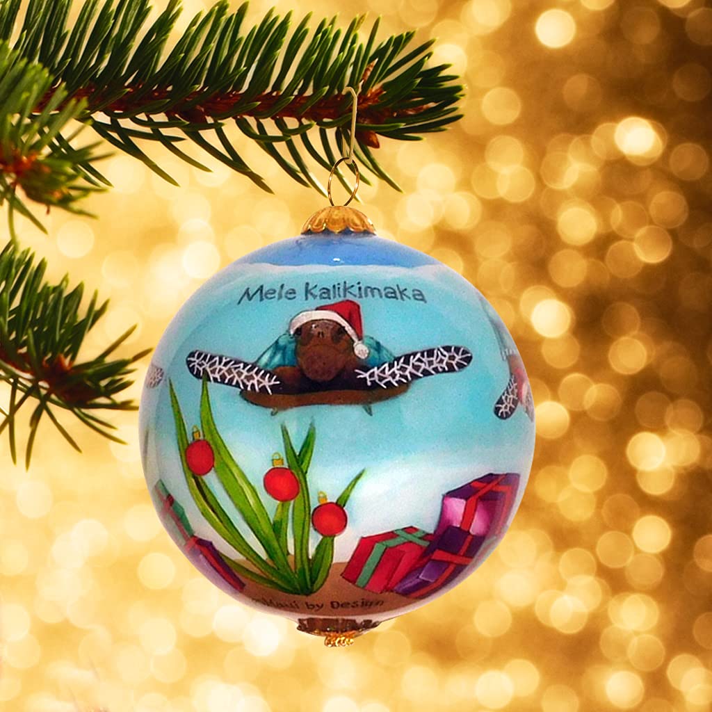 Hand-Painted Hawaiian Christmas Ornament - Adorable Sea Turtles Holiday Decor for Tree, Gift & Tropical Home Decoration