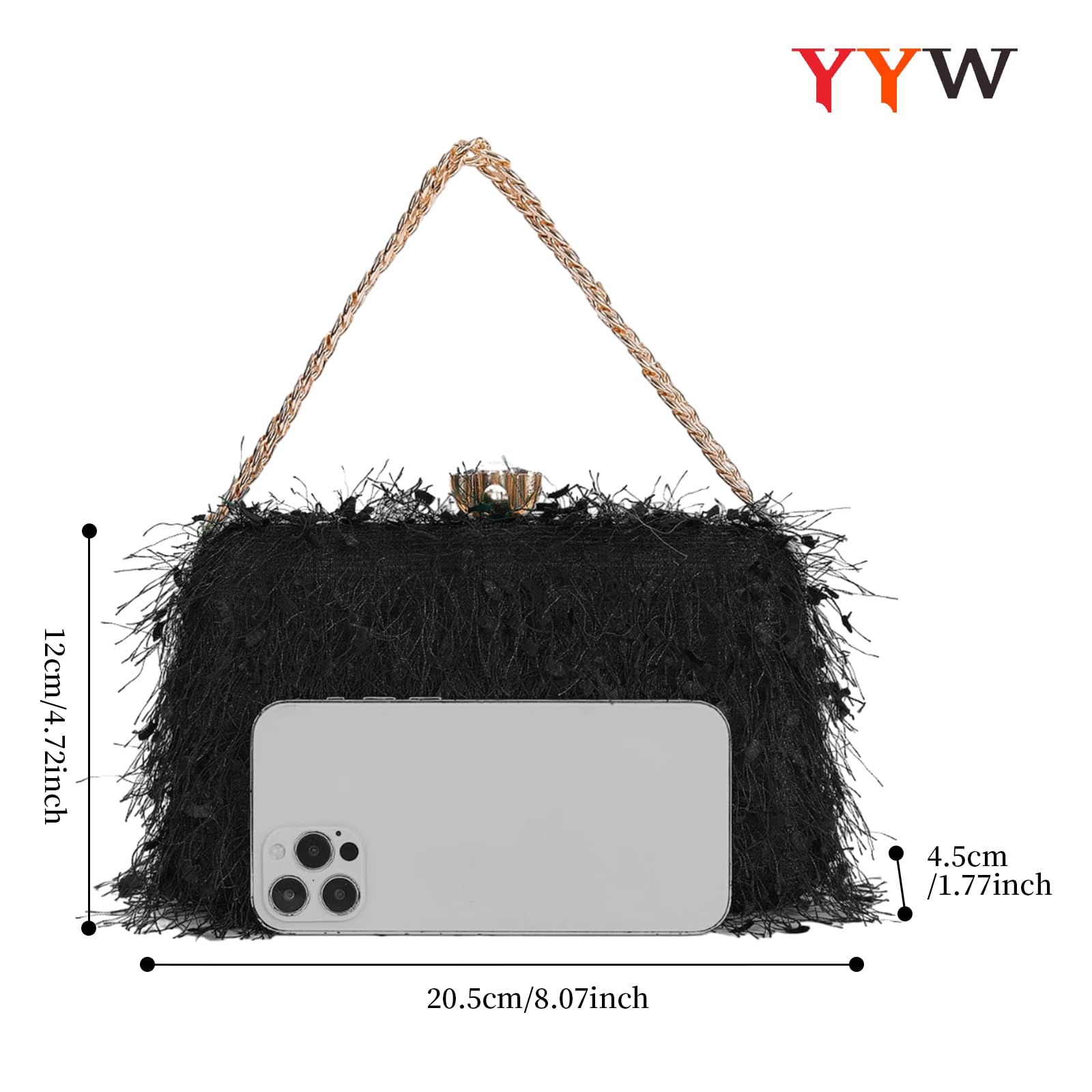 YYW Women's Cute Fluffy Clutch Purse - Elegant Evening Handbag for Wedding, Party & Banquet | Perfect Shoulder Bag for Formal Events, Date Nights & Special Occasions