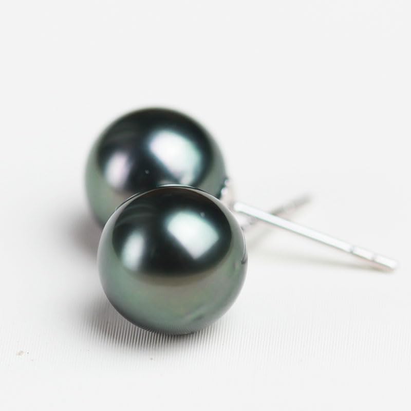 18K Gold Tahitian Black Pearl Stud Earrings for Women – Genuine Handpicked Natural Pearls – Elegant Anniversary, Birthday, Christmas, Mother's Day & Valentine's Day Jewelry Gift – Perfect for Weddings, Parties & Special Occasions